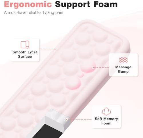 Ospelelf Ergonomic Mouse Pad and Keyboard Wrist Rest, Typing Wrist Pad with Support, Desk Mousepad Set for Office, Pink