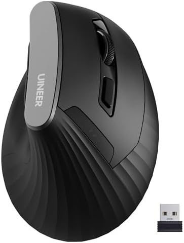 Uineer Vertical Ergonomic Wireless Mouse, 2.4GHz, 12-Month Battery Life