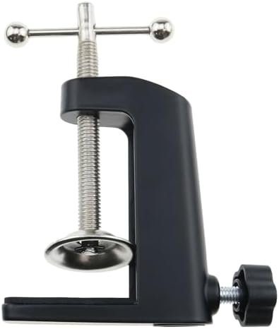 Universal C-Clamp Bracket Aluminum Alloy Adjustable Desk Lamp Holder Replacement Microphone Arm Clamp for Rotating Wall Lamps Microphone Poles Monitors Lamp Holder Installation Brackets (Black)