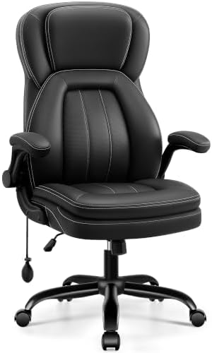 Ergonomic Leather Chair, Executive High Back Office Chair, Black