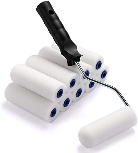 Foam Paint Roller, Roller Frame with 4-Inch Mini Paint Roller Cover Refills with Foam-Covered Ends, High-Density Foam Paint Tray Set for Room Home Repair Mini Paint Kits(12 Piece)