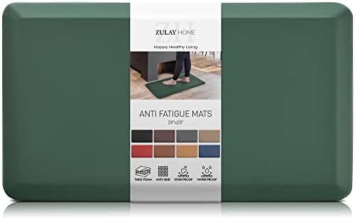 Zulay Home Large 20 x 39 Inch Anti Fatigue Floor Mat - 3/4 Inch Thick Cushioned Kitchen Mats for Standing - Comfortable Padded Floor Mats for Standing Work Desk - Memory Foam Kitchen Mat - Green