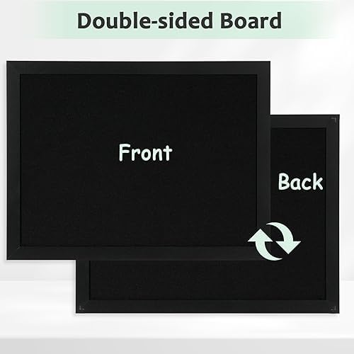 DOLLAR BOSS Double-Sided Bulletin Boards with Linen, 16"x12" Black Cork Board