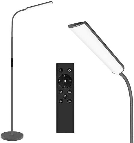Dimunt LED Floor Lamp, Stepless Adjustable 3000K-6000K Colors, Grey