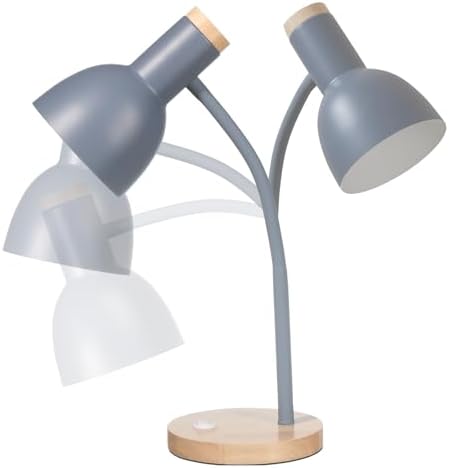 Adjustable Wooden Desk Lamp,Metal Shade Flexible Neck Table Lamp