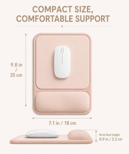 eulps Ergonomic Mouse Pad with Wrist Rest, Gel Mousepad with Soft Wrist Support, Non-Slip PU Base, Smooth Surface Mouse Pad for Wrist Pain Relief, Computer Laptop Office Home & Gaming (Nude Apricot)