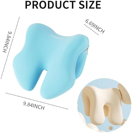 Neck Support for Office Chair, Memory Foam Neck Support with U-Shape Hanger Design for Office Chairs, Armrest Elbow Relief, and Restful Power Napping, Blue