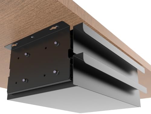 Dual Tier Under Desk Mounted Sliding Pull-out Drawer, 15.3" Wide