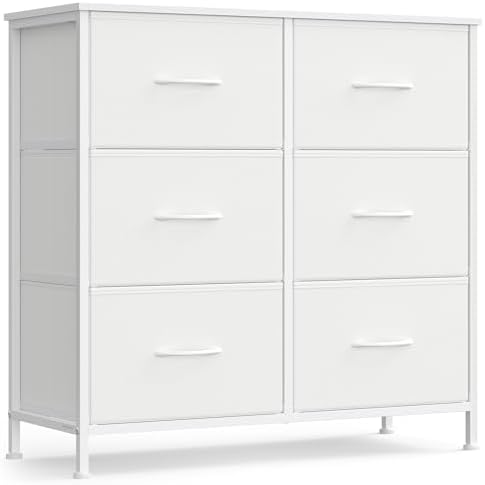 SONGMICS Dresser for Bedroom, Tall Dresser with 6 Fabric Drawers