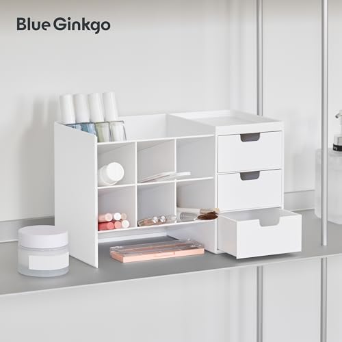 Blue Ginkgo Stackable Desk & Pen Organizer, White, Made in Korea