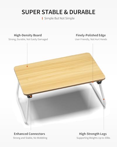 FISYOD Foldable Lap Desk, Laptop Bed Desk, Portable Bed Table, Laptop Stand for Bed & Couch, Lightweight & Mini - Oak
