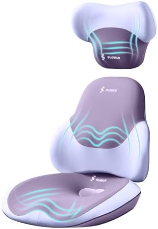 FLORICH Seat Cushion and Lumbar Support Pillow for Office Chair Car Neck Headrest Pillow Memory Foam Seat Pads Pressure Relief Back Cushion and Carseat Pads(Purple)
