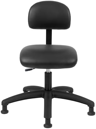 FSS Series Square seat Low (17"-22") seat Height Chair. Vinyl-for Office, Garage, Desk, Shop, Computer, Doctor, Medical, Easy to Clean! NO Footring (Black, Low, Glides)
