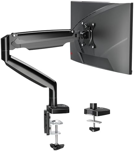 Single Monitor Mount Holds Screen up to 32", Height Adjustable Monitor Arm, Full Motion Computer Monitors Stand with Clamp/Grommet Base, VESA Mounts Fit 4.4-17.6lbs Computer, Black
