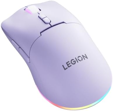 Lenovo Legion M220 Wireless RGB Gaming Mouse, Tri-Mode (Bluetooth, 2.4GHz & Wired), 5000 DPI Optical Sensor, 2-Zone RGB Lighting, 100Hr Battery, 7 Buttons, USB-C Rechargeable, Aurora Purple