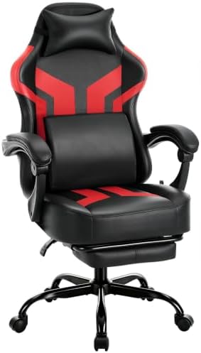 Office Computer Gaming Chair for Adults with Footrest, BlackRed