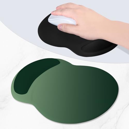 ITNRSIIET Ergonomic Mouse Pad with Comfort Gel Wrist Rest, Non-Slip PU Base, Smooth Textured Surface, Reduces Hand Fatigue & Wrist Pain, 8.7 x 7.2 Inch for Office Gaming Home, Deep Green