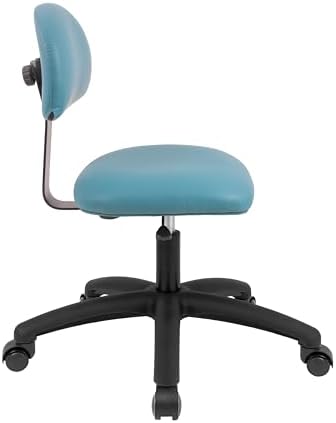 FSS Series Square seat Low (17"-22") seat Height Chair. Vinyl-for Office, Garage, Desk, Shop, Computer, Doctor, Medical, Easy to Clean! NO Footring (Aqua, Low, Self Braking Casters)