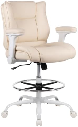 Drafting Chair Pu Leather Tall Office Chair for Standing Desk with Footrest