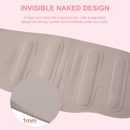 RANDY SUN Ultra Thin Lumbar Support for Women & Men, Invisible Back Brace for Work & Travel, Breathable Posture Corrector for Mild Lower Back Pain Relief Under Clothing,Beige M/L(Waist:28"-32")