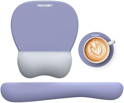 TECKNET Gel Ergonomic Mouse Pad & Keyboard Wrist Rest & Coaster