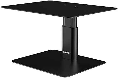 BoYata Monitor Stand, Adjustable Height Metal Desktop Riser, Black