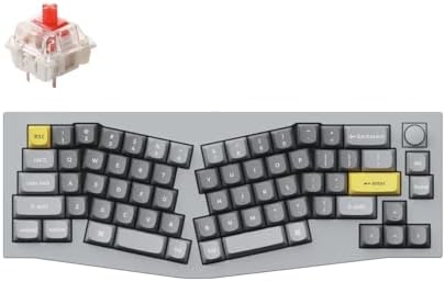 Keychron Q8 Wired Custom Mechanical Keyboard with Knob, 65% Alice Layout QMK/VIA Programmable, Hot-swappable Gateron G Pro Red Switch, Double Gasket Compatible with Mac Windows Linux (Silver Grey)