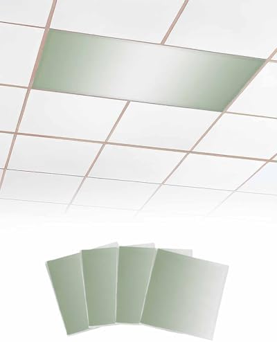 Sage Green Magnetic Fluorescent Light Covers for Ceiling Lights 2 x 4 Feet,White Contemporary Minimalist Geometric Office Classroom Kitchen Drop Ceiling Light Covers Lighting Filters Shade 4 Packs