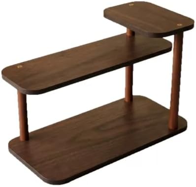 HealthEmpire 3-Tier Cosmetic Organizer Shelf for Countertop – Wooden Makeup & Skincare Storage Rack, Bathroom Vanity Display Stand for Perfume, Toiletries & Office Desk Organization (Brown)