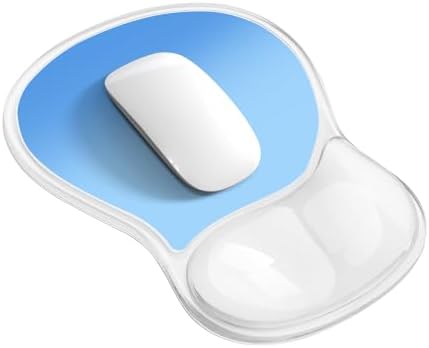 Mouse Pad with Wrist Rest,Ergonomic Mouse Pad with Comfortable Gel Wrist Rest Support and Non-Slip PU Base for Easy Typing Pain Relief, Durable and Washable (Transparent Blue Gradient)