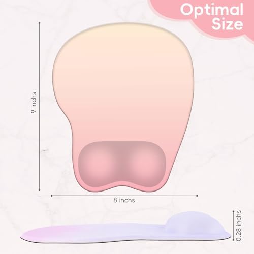 Mouse Pad with Wrist Rest Ergonomic Mouse Pad with Comfortable M-Shape Pain Relief Wrist Support Non-Slip PU Base Mousepad for Laptop, Office & Home (Peach Pink)
