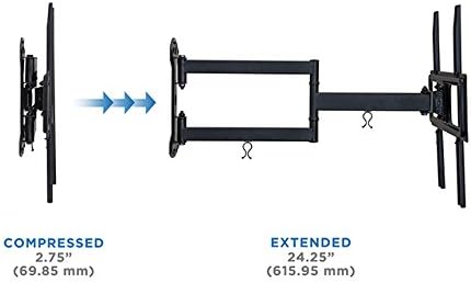 Mount-It! Full Motion Articulating TV Wall Mount for 32-55 Inch TVs – 24" Long Arm Extension, Swivel Tilt & Rotate, Single-Stud Install, Cable Management, VESA 75x75-400x400mm, Holds up to 77 lbs