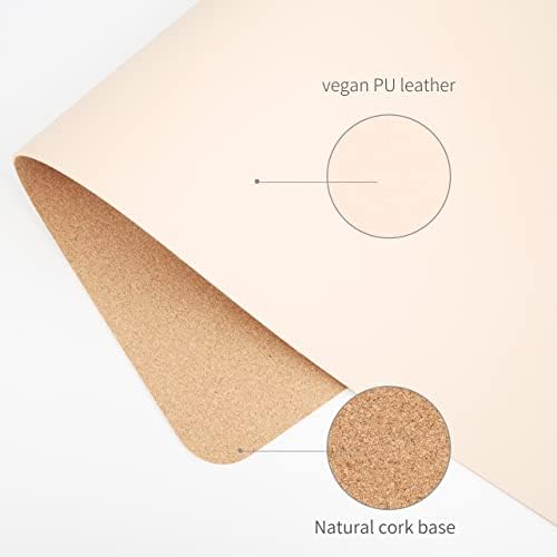 RENMTURE Dual-Sided Mouse Pad, Natural Cork & PU Leather Large Desk Pad for Office and Home Work, Desk Protector Non-Slip, Waterproof, Easy Clean (Apricot, 23.6" x 13.7")