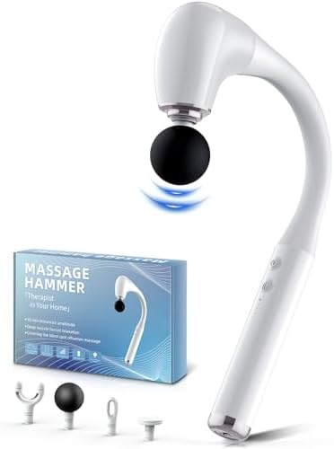 FVZ White Percussion Massage Gun with Upgraded Extension Handle, 10MM Massage Gun Deep Tissue, Muscles/Neck/Shoulders/Waist/Legs Massager Portable for Pain Relief