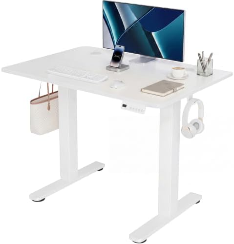 Claiks Electric Standing Desk 35x20 Inch Adjustable Desk, White
