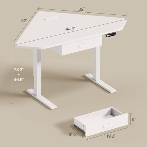 SEDETA Corner Electric Standing Desk with Drawer for Gaming, Small Space