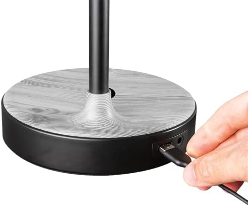 OttLite LED Table Lamp with Wireless Charging and USB, Black and Grey