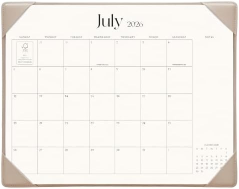 Cabbrix Desk Calendar 2026 with Desktop Mat, Simplified Medium Desk Pad Calendar 15" x 12" July 2026 to December 2027, Desk Blotter Calendar for Home School and Office (Apricot)