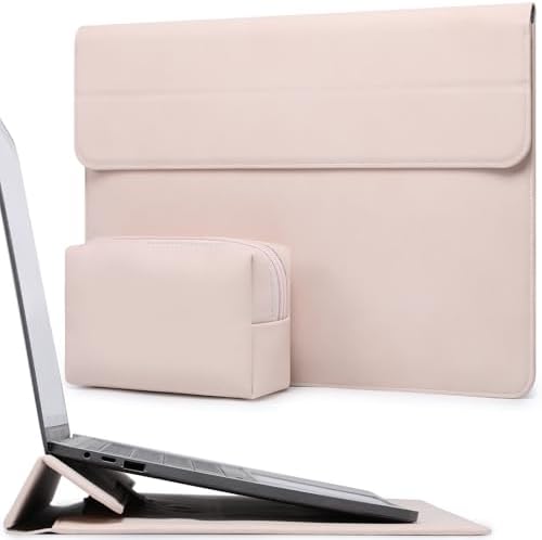 HYZUO 13 Inch Laptop Case Sleeve with Stand for MacBook Air, Apricot