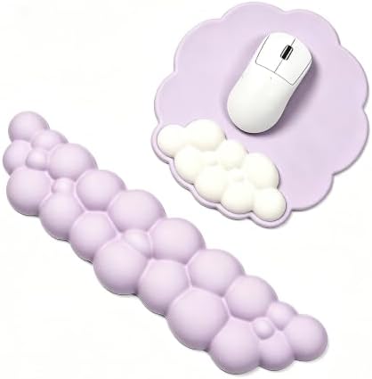 2 in1 Cloud Wrist Rest for Keyboard and Mouse Pad Set-Memory Foam,Purple