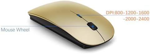 Wireless Keyboard and Mouse Ultra Slim Combo, TopMate - Gold Black