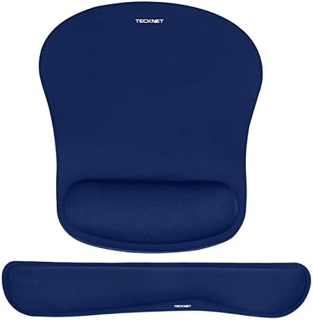 TECKNET Keyboard Wrist Rest and Mouse Pad with Wrist Support, Memory Foam Set for Computer/Laptop/Mac, Lightweight for Easy Typing & Pain Relief Ergonomic Mousepad,Blue