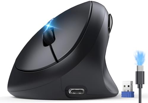 TECKNET Ergonomic Mouse, Bluetooth 5.0/3.0 & USB A, Wireless Vertical Mouse