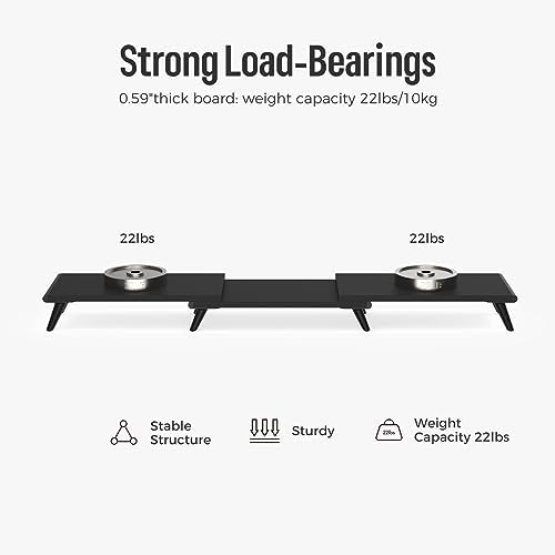 loukin Dual Monitor Stand Riser for Desk, 43.6"×8.2" Computer Stand, Black