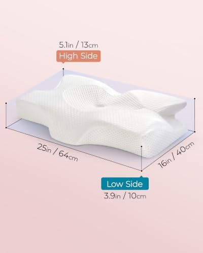 Elviros Cervical Memory Foam Pillows for Neck Pain Relief,Medium Firm
