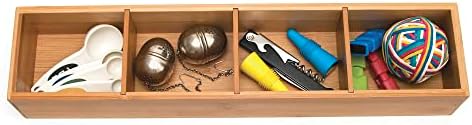 Lipper International Bamboo Drawer Organizer with 3 Removable Dividers, Brown (Pack of 6)