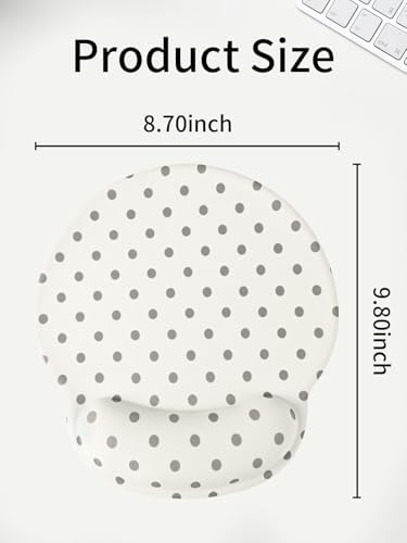 Seorsok Cute Polka Dot Mouse Pad with Gel Wrist Support Mouse Pad,Ergonomic Aesthetic,Comfortable Mousepad for Office Game Work Computer,Pain Relief Mousepad with Non-Slip Silicone Base,Beige