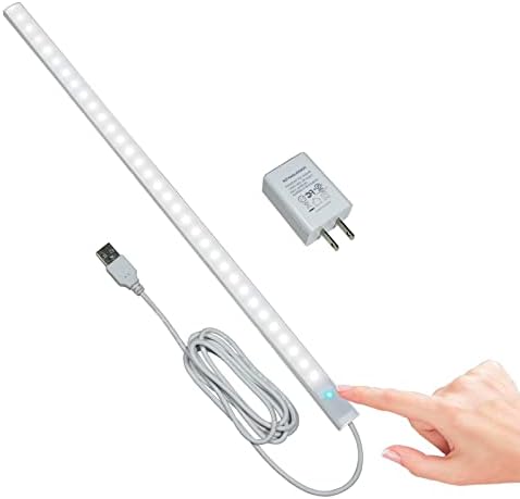 LED Under Cabinet Lighting with Touch Dimmer Sensor, 17" Plug in Under Counter Lights for Desk, Kitchen and Workbench, Cool White (6000K)