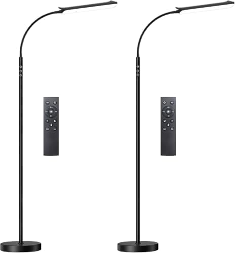 Yikuneng Dimmable LED Floor Lamp, Super Bright Reading Lamps Floor Standing lamp with Remote & Touch Control, Stepless Dimming & 2700K-6500K Color Temperature, for Living Room Bedroom Office, 2 Pack