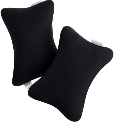 Pro Goleem 2-Pack Small Pillow, 7"x11" Mini Pillow for Travel, Camping, Sleeping, Nap & Neck, Lumbar, Knee Support, for Office, Bed, Car, Air, Tiny Cushion for Kids, Pets, Adults (Black)